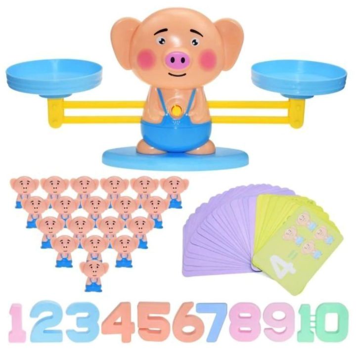 Waga Szalkowa Gra Edukacyjna ze Świnką – Nauka liczenia z prosiaczkami i kartami zadań | Nauka przez zabawę w równoważenie