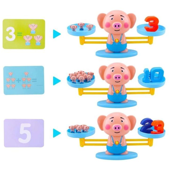 Waga Szalkowa Gra Edukacyjna ze Świnką – Nauka liczenia z prosiaczkami i kartami zadań | Nauka przez zabawę w równoważenie