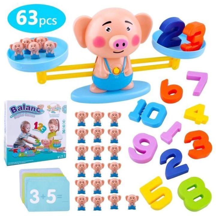 Waga Szalkowa Gra Edukacyjna ze Świnką – Nauka liczenia z prosiaczkami i kartami zadań | Nauka przez zabawę w równoważenie