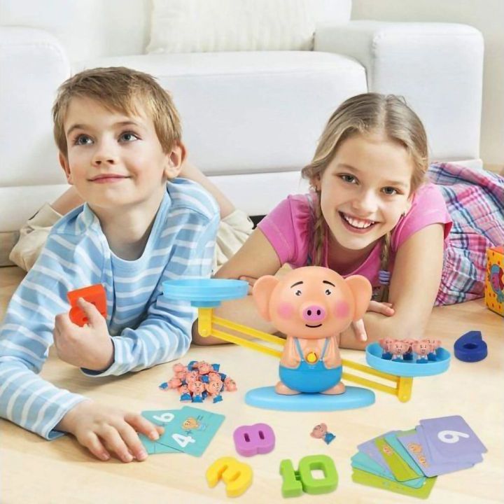 Waga Szalkowa Gra Edukacyjna ze Świnką – Nauka liczenia z prosiaczkami i kartami zadań | Nauka przez zabawę w równoważenie