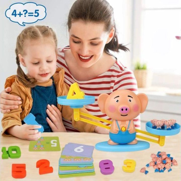 Waga Szalkowa Gra Edukacyjna ze Świnką – Nauka liczenia z prosiaczkami i kartami zadań | Nauka przez zabawę w równoważenie