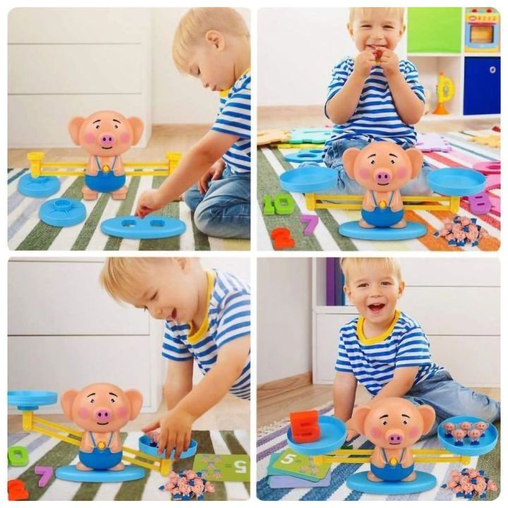 Waga Szalkowa Gra Edukacyjna ze Świnką – Nauka liczenia z prosiaczkami i kartami zadań | Nauka przez zabawę w równoważenie