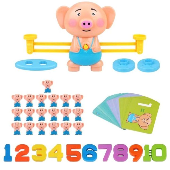 Waga Szalkowa Gra Edukacyjna ze Świnką – Nauka liczenia z prosiaczkami i kartami zadań | Nauka przez zabawę w równoważenie