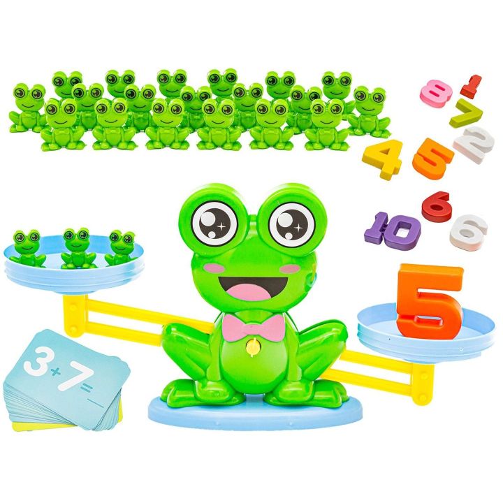 Waga Szalkowa Gra Edukacyjna z Żabką – Nauka liczenia z żabeczkami i kartami zadań | Dziecięce poznawanie równowagi przez zabawę