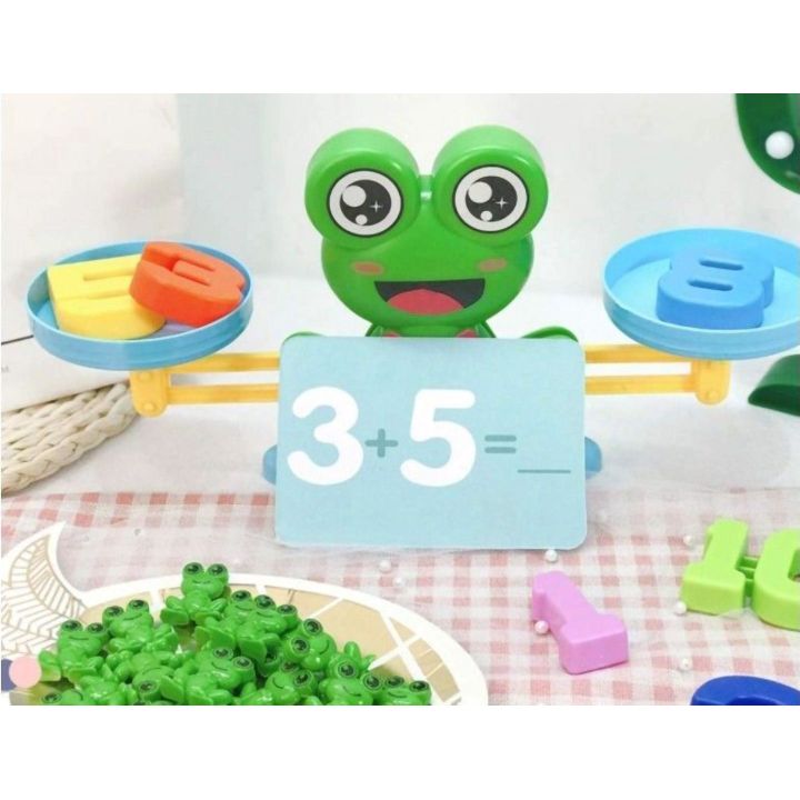 Waga Szalkowa Gra Edukacyjna z Żabką – Nauka liczenia z żabeczkami i kartami zadań | Dziecięce poznawanie równowagi przez zabawę