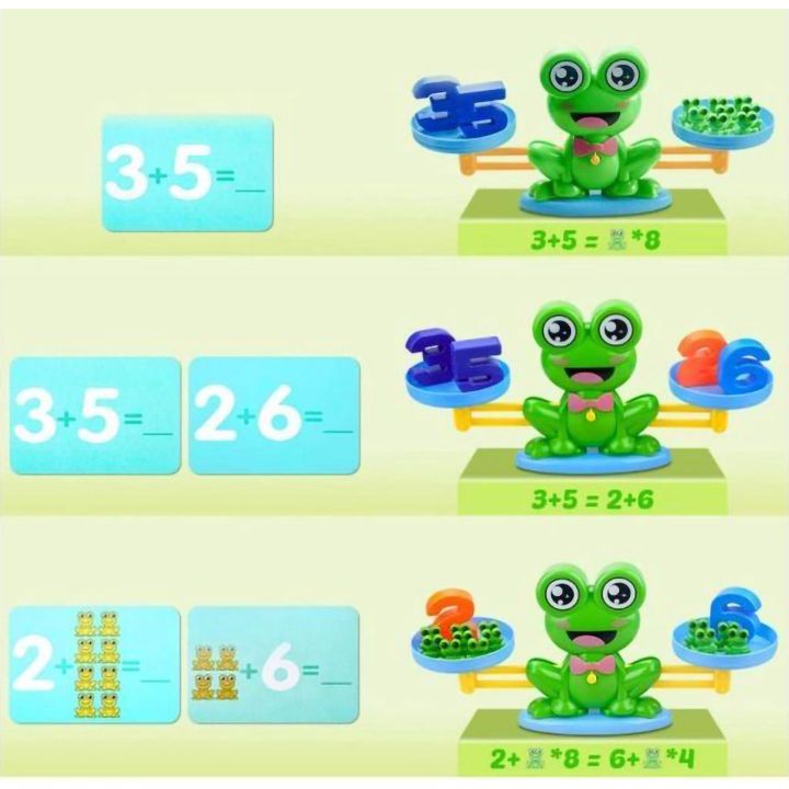 Waga Szalkowa Gra Edukacyjna z Żabką – Nauka liczenia z żabeczkami i kartami zadań | Dziecięce poznawanie równowagi przez zabawę