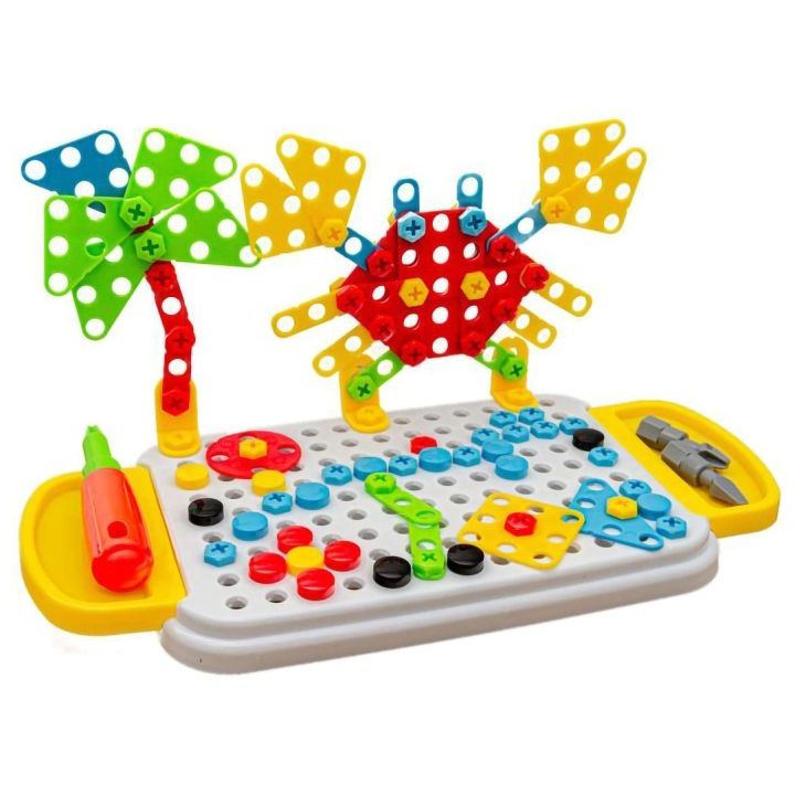 Mozaika 3D Konstrukcyjna 258 Elementów – Wkrętarka i walizka podróżna | Mobilny warsztat małego twórcy