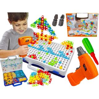 Mozaika Edukacyjna 3D z Wkrętarką – 237 elementów w walizce | Przestrzenne konstrukcje dla małych architektów