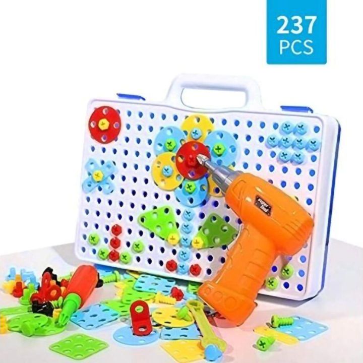 Mozaika Edukacyjna 3D z Wkrętarką – 237 elementów w walizce | Przestrzenne konstrukcje dla małych architektów