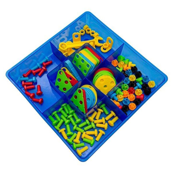 Mozaika Edukacyjna 3D z Wkrętarką i Szablonami – 261 elementów w skrzynce sorterze | Budowanie z inspiracją graficzną