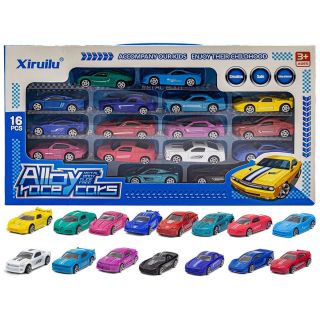 Metalowe Autka Resoraki Zestaw 16 Sztuk – Różne marki i kolory | Kolekcjonerska zabawa w wyścigi