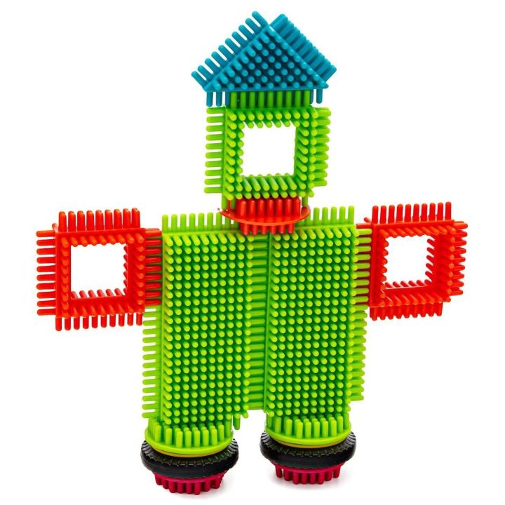 Klocki Jeżyki 200 Elementów – Sensoryczny zestaw konstrukcyjny w wiaderku | Rozwijająca wyobraźnię i motorykę