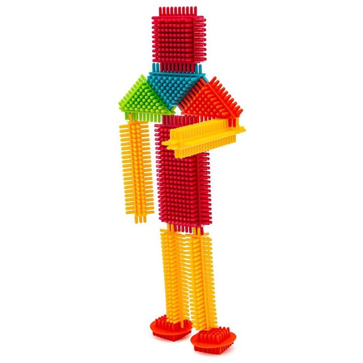 Klocki Jeżyki 200 Elementów – Sensoryczny zestaw konstrukcyjny w wiaderku | Rozwijająca wyobraźnię i motorykę