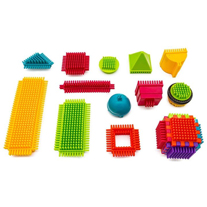 Klocki Jeżyki 200 Elementów – Sensoryczny zestaw konstrukcyjny w wiaderku | Rozwijająca wyobraźnię i motorykę