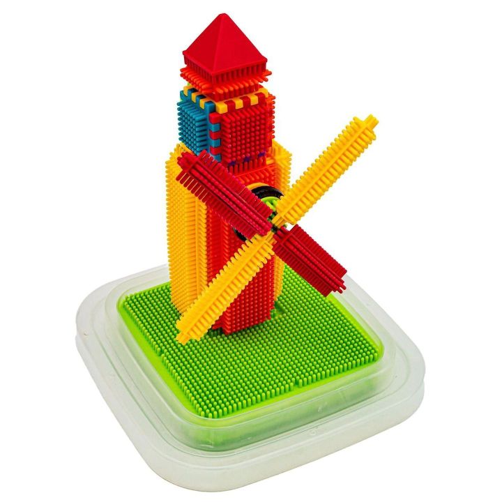 Klocki Jeżyki 200 Elementów – Sensoryczny zestaw konstrukcyjny w wiaderku | Rozwijająca wyobraźnię i motorykę