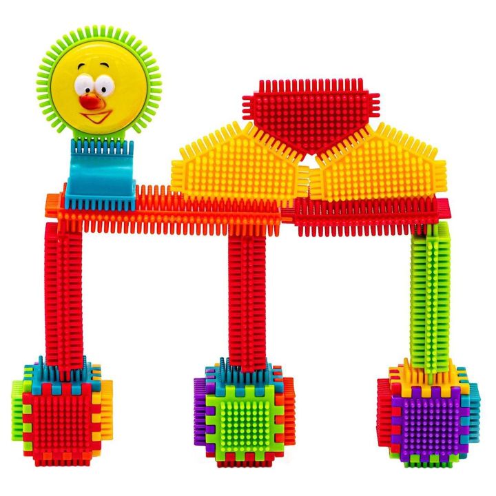 Klocki Jeżyki 170 Elementów – Zestaw konstrukcyjny w wiaderku, buźki i więcej kształtów | Kreatywna zabawa sensoryczna