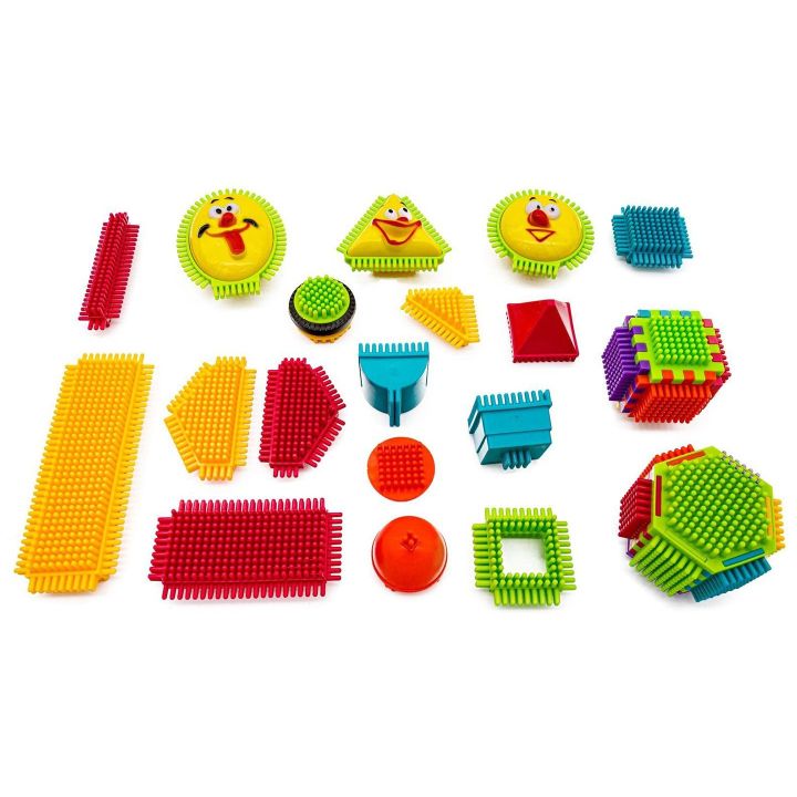 Klocki Jeżyki 170 Elementów – Zestaw konstrukcyjny w wiaderku, buźki i więcej kształtów | Kreatywna zabawa sensoryczna