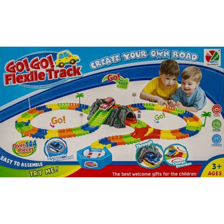 Flexible Track 144 Elementy – Giętki tor samochodowy z jaskinią | Nieograniczone konfiguracje wyścigowe