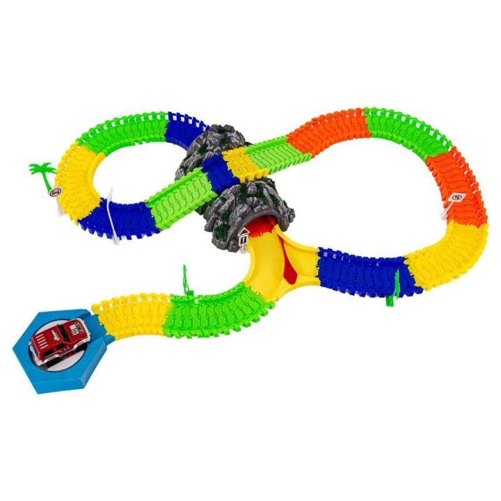 Flexible Track 144 Elementy – Giętki tor samochodowy z jaskinią | Nieograniczone konfiguracje wyścigowe