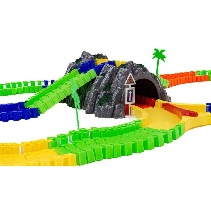 Flexible Track 144 Elementy – Giętki tor samochodowy z jaskinią | Nieograniczone konfiguracje wyścigowe