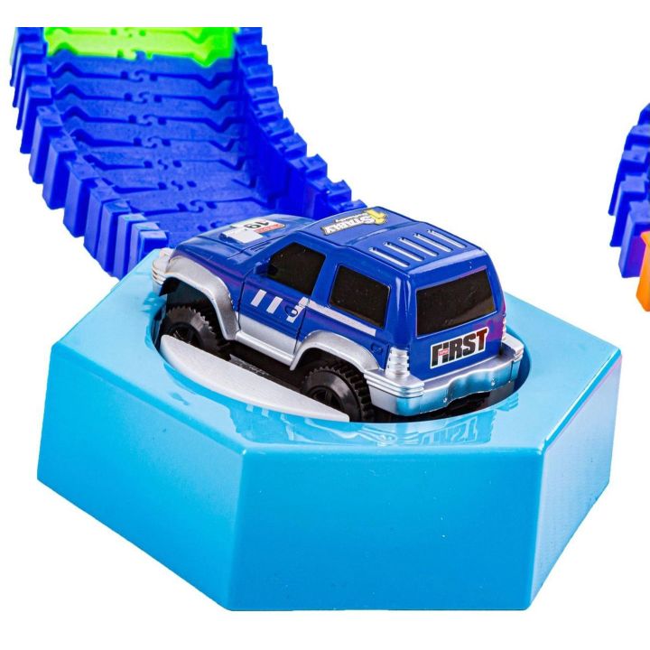 Flexible Track 240 Elementów – Giętki tor samochodowy z mostem i tunelami | Rozbudowany zestaw wyścigowy