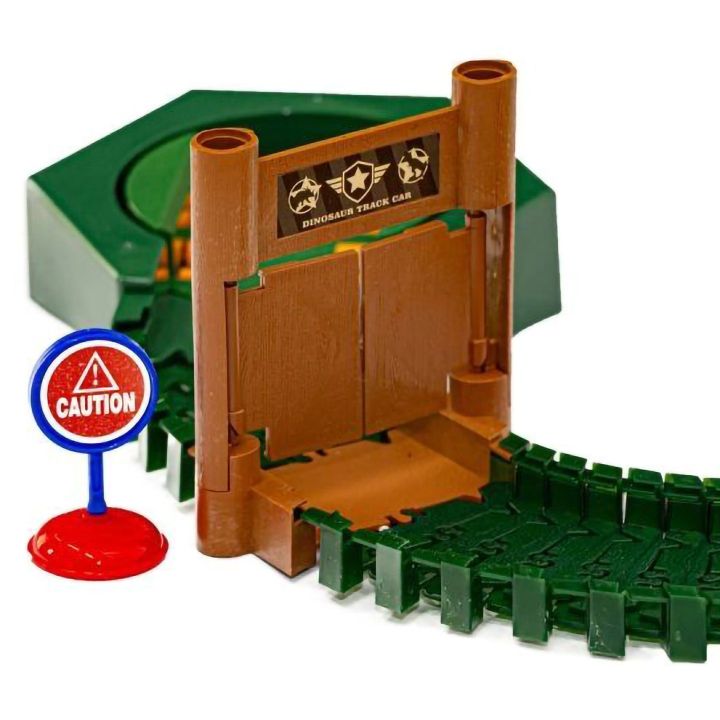 Flexible Track Park Dinozaurów 240 Elementów – Jeżdżący T-Rex, 6 dinozaurów i gniazdo | Jurajski Tor Przygód