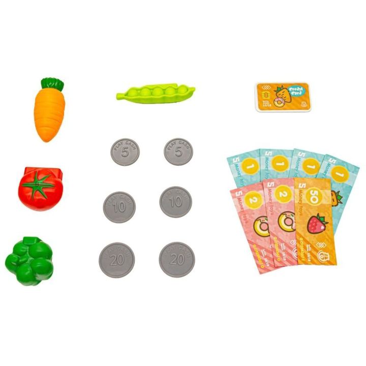 Kasa Sklepowa Błękitno-Pomarańczowa dla Dzieci Interaktywna – Mikrofon, czytnik kodów, waga | Edukacyjna zabawa w sklep XXI w.