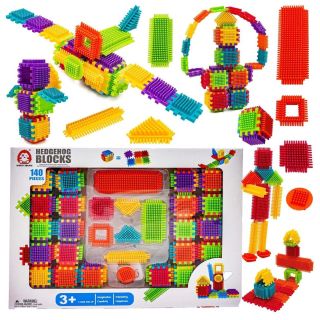 Klocki Jeżyki 140 Elementów – Zestaw Konstrukcyjny dla dzieci, w pudełku | Kolorowa wyobraźnia i rozwój manualny