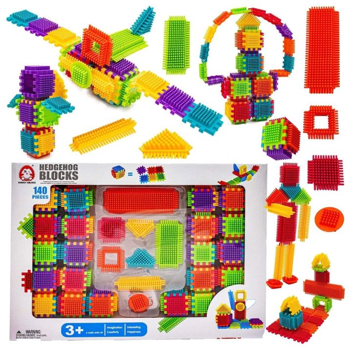 Klocki Jeżyki 140 Elementów – Zestaw Konstrukcyjny dla dzieci, w pudełku | Kolorowa wyobraźnia i rozwój manualny