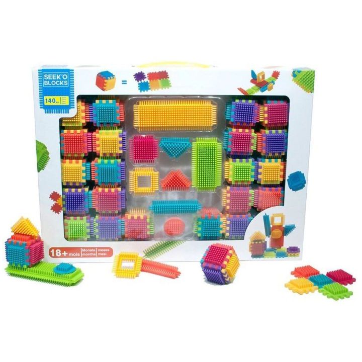 Klocki Jeżyki 140 Elementów – Zestaw Konstrukcyjny dla dzieci, w pudełku | Kolorowa wyobraźnia i rozwój manualny