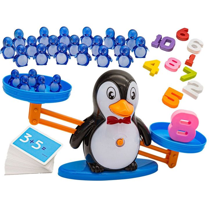 Waga Szalkowa Gra Edukacyjna z Pingwinkiem – Nauka liczenia z pingwiniątkami i kartami zadań | Równowaga liczb, gra z edukacją