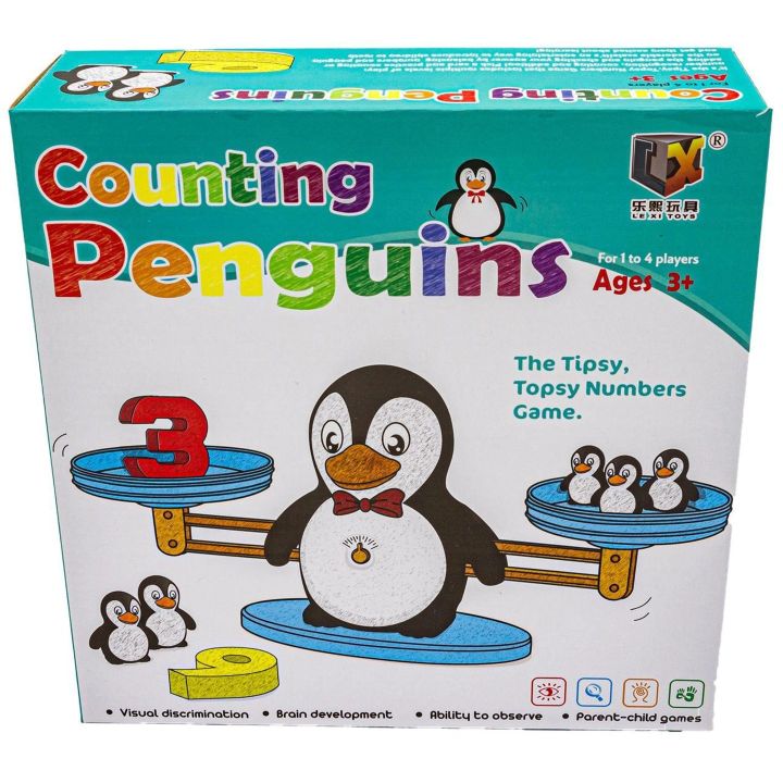 Waga Szalkowa Gra Edukacyjna z Pingwinkiem – Nauka liczenia z pingwiniątkami i kartami zadań | Równowaga liczb, gra z edukacją