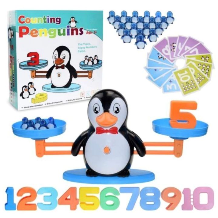 Waga Szalkowa Gra Edukacyjna z Pingwinkiem – Nauka liczenia z pingwiniątkami i kartami zadań | Równowaga liczb, gra z edukacją