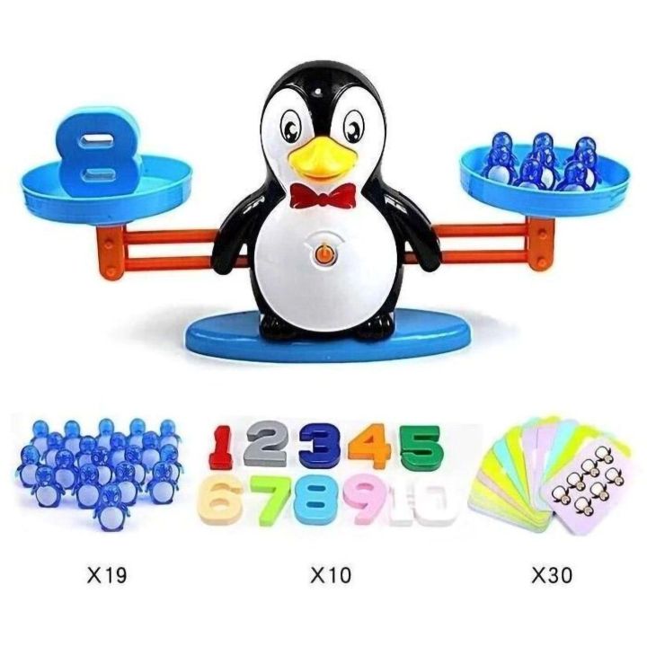 Waga Szalkowa Gra Edukacyjna z Pingwinkiem – Nauka liczenia z pingwiniątkami i kartami zadań | Równowaga liczb, gra z edukacją