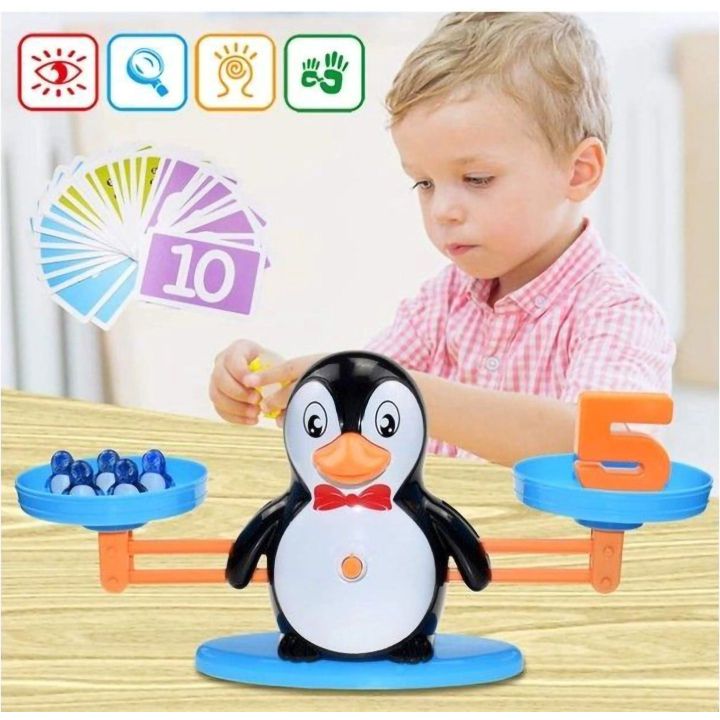 Waga Szalkowa Gra Edukacyjna z Pingwinkiem – Nauka liczenia z pingwiniątkami i kartami zadań | Równowaga liczb, gra z edukacją