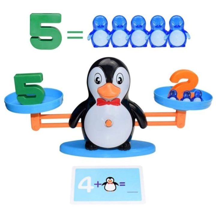 Waga Szalkowa Gra Edukacyjna z Pingwinkiem – Nauka liczenia z pingwiniątkami i kartami zadań | Równowaga liczb, gra z edukacją