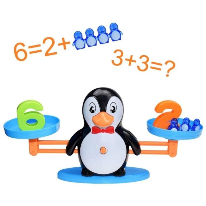 Waga Szalkowa Gra Edukacyjna z Pingwinkiem – Nauka liczenia z pingwiniątkami i kartami zadań | Równowaga liczb, gra z edukacją