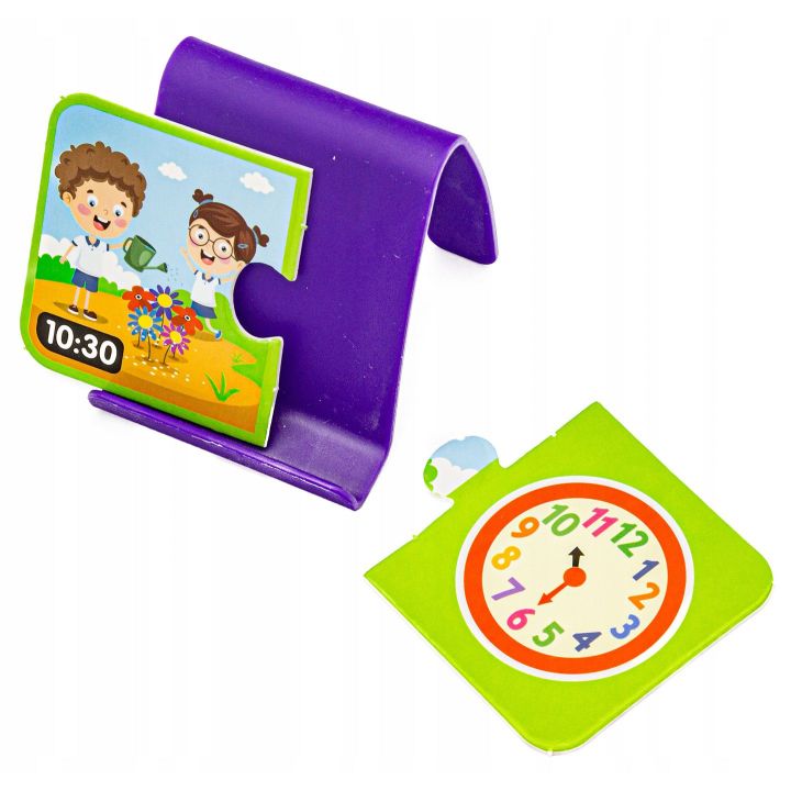 Zegar do Nauki Godzin Gra Edukacyjny  – Tarcza ze wskazówkami i 30 kart zadań | Gra Dopasowywania Godzin i Czynności