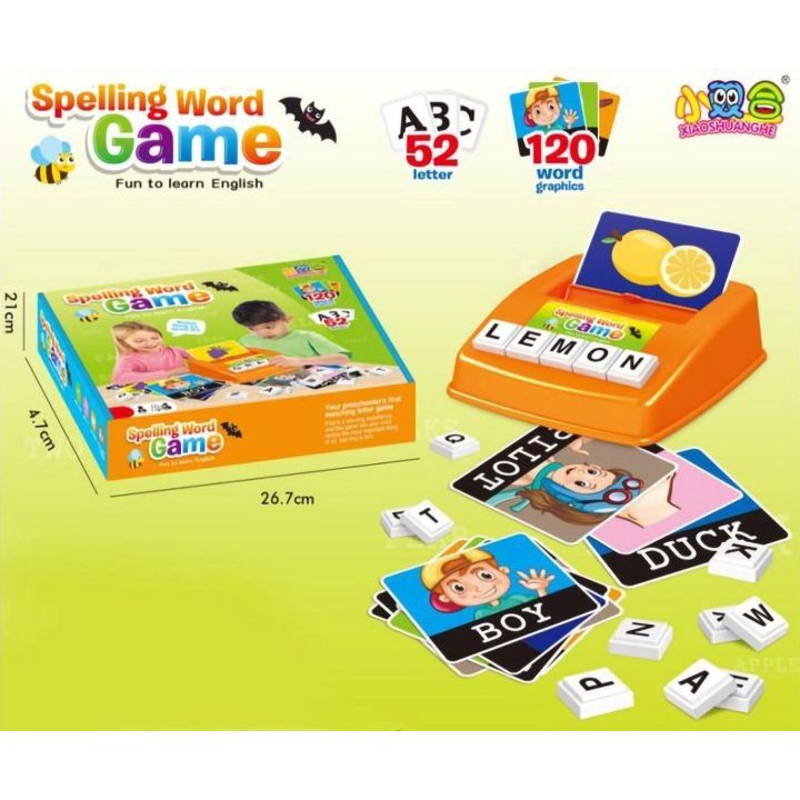 Dopasuj Literki Gra Edukacyjna – 120 kart obrazkowych + literki i podstawka |  Nauki języka angielskiego dla dzieci