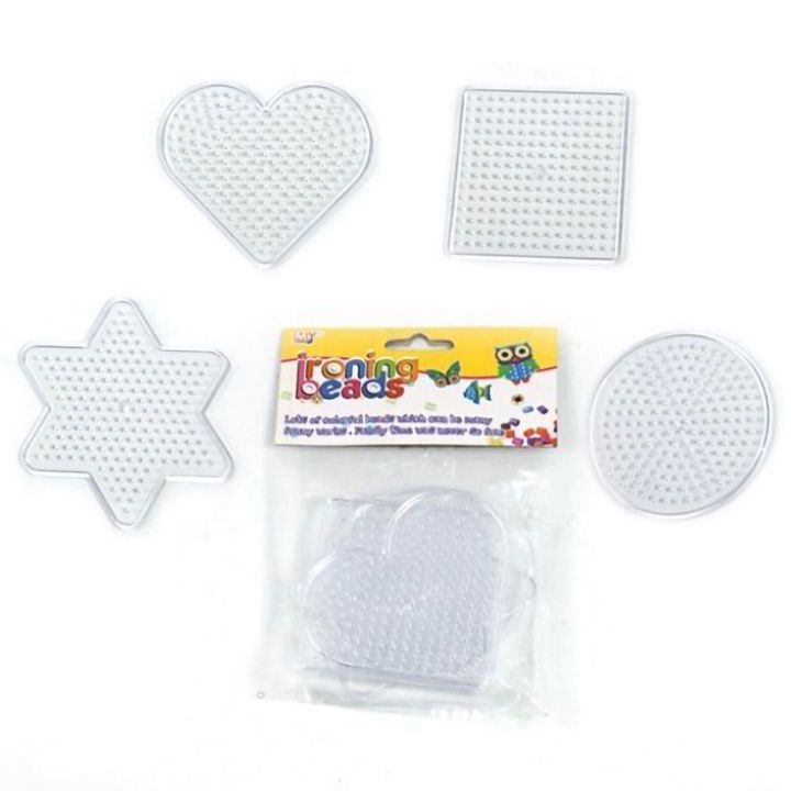 Podstawki 4 Kształty, do Koralikowych Prasowanek – Koło, Kwadrat, Serce, Gwiazda | Szablony uzupełniające do koralików