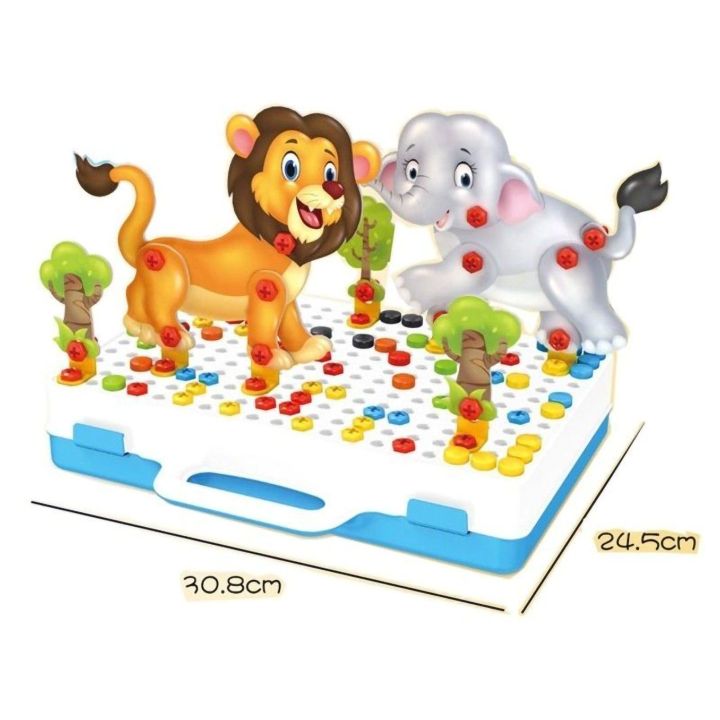 Mozaika Konstrukcyjna Zoo 198 Elementów – Wkrętarka i walizka | Afrykańska przygoda małego konstruktora