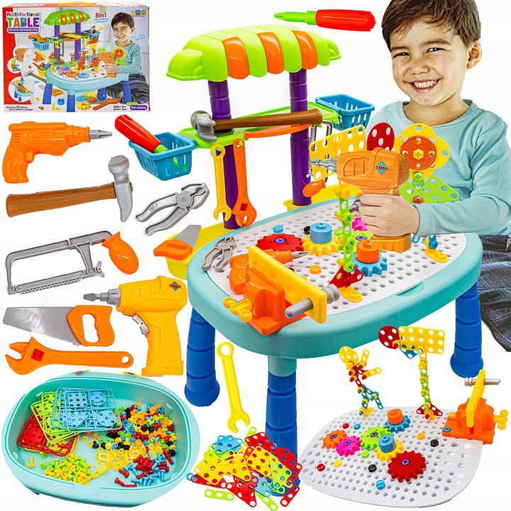 Mozaika 3D Stolik Warsztatowy 355 Elementów – Masa narzędzi i mechanizmy | Multifunkcyjny warsztat małego majsterkowicza