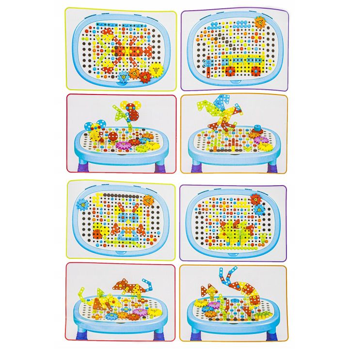 Mozaika 3D Stolik Warsztatowy 355 Elementów – Masa narzędzi i mechanizmy | Multifunkcyjny warsztat małego majsterkowicza