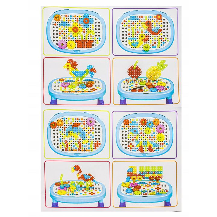 Mozaika 3D Stolik Warsztatowy 355 Elementów – Masa narzędzi i mechanizmy | Multifunkcyjny warsztat małego majsterkowicza