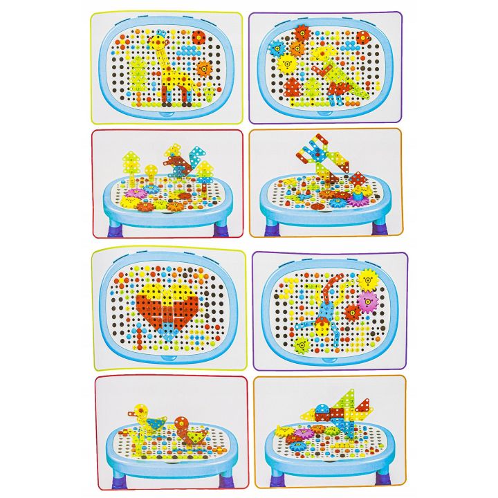 Mozaika 3D Stolik Warsztatowy 355 Elementów – Masa narzędzi i mechanizmy | Multifunkcyjny warsztat małego majsterkowicza