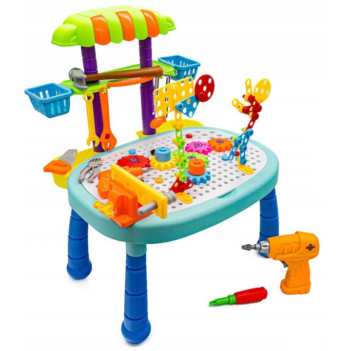 Mozaika 3D Stolik Warsztatowy 355 Elementów – Masa narzędzi i mechanizmy | Multifunkcyjny warsztat małego majsterkowicza