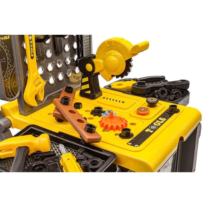 Warsztat Stolarski 3w1 dla Dzieci – Skrzynka, Wózek i Stolik | Kompletny Zestaw Narzędzi Majsterkowicza