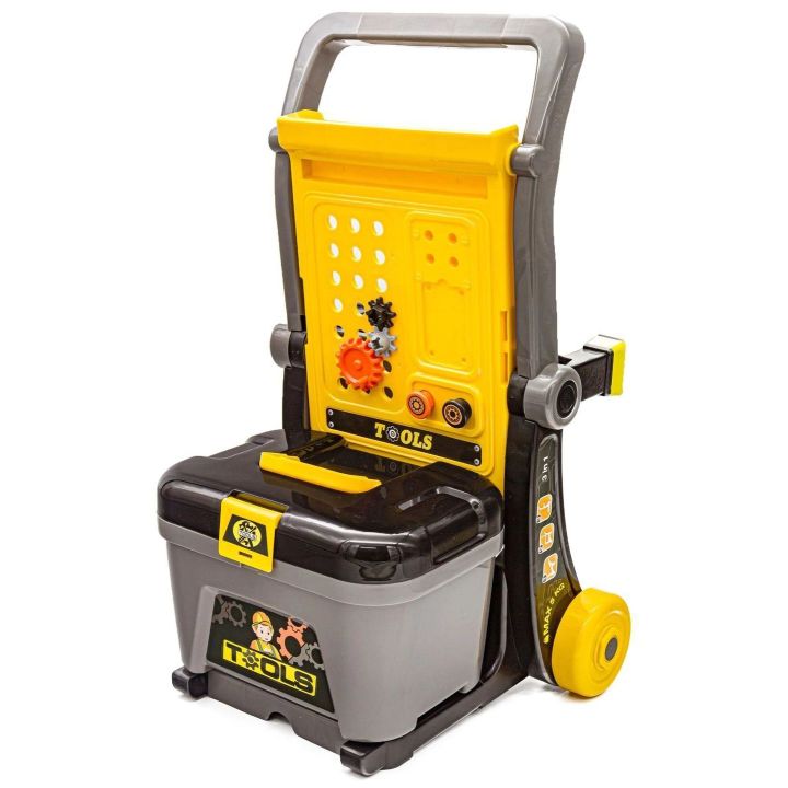 Warsztat Stolarski 3w1 dla Dzieci – Skrzynka, Wózek i Stolik | Kompletny Zestaw Narzędzi Majsterkowicza