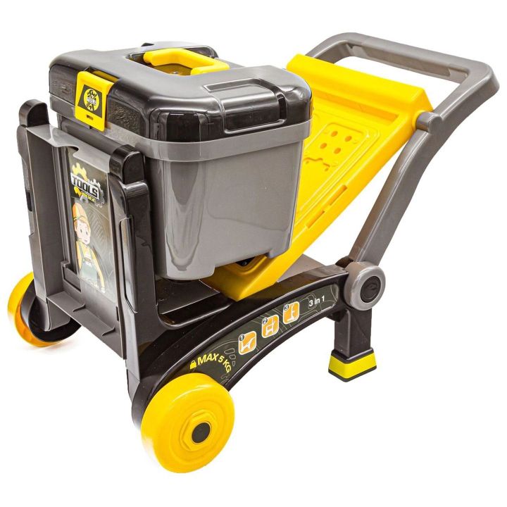 Warsztat Stolarski 3w1 dla Dzieci – Skrzynka, Wózek i Stolik | Kompletny Zestaw Narzędzi Majsterkowicza