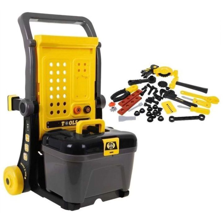 Warsztat Stolarski 3w1 dla Dzieci – Skrzynka, Wózek i Stolik | Kompletny Zestaw Narzędzi Majsterkowicza